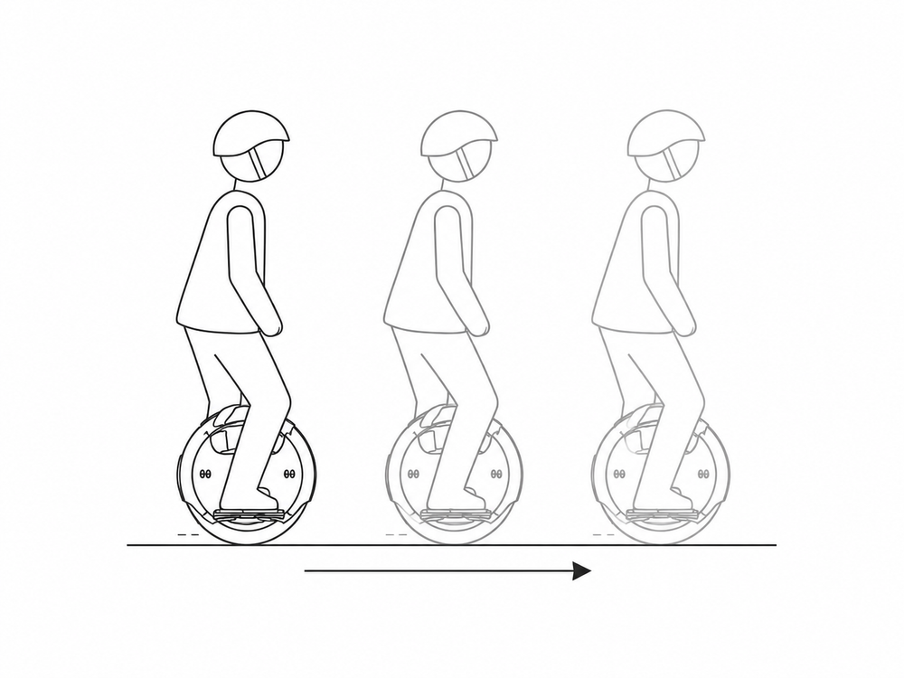 Beginner riding an electric unicycle slowly
